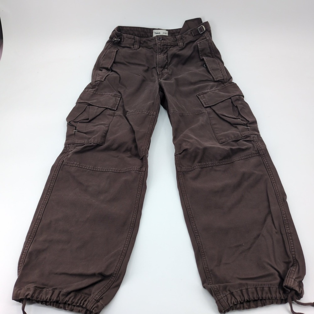 Aritzia TNA Supply Cargo Pants Size 4 Brown Mid-Rise Wide Leg Cotton Utility Y2K